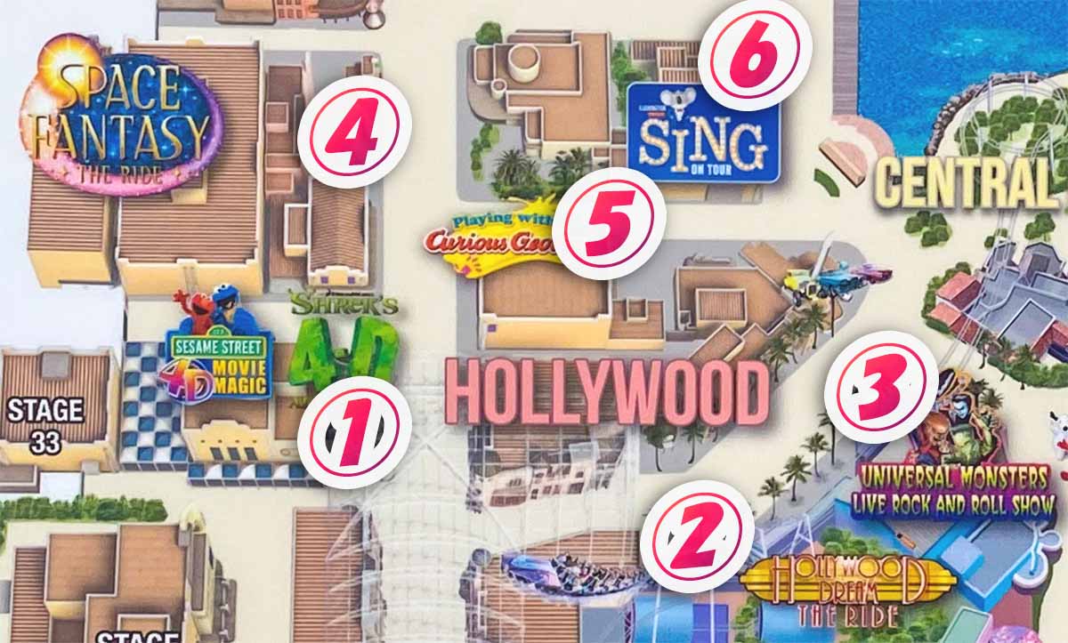 Hollywood Area Attraction Map