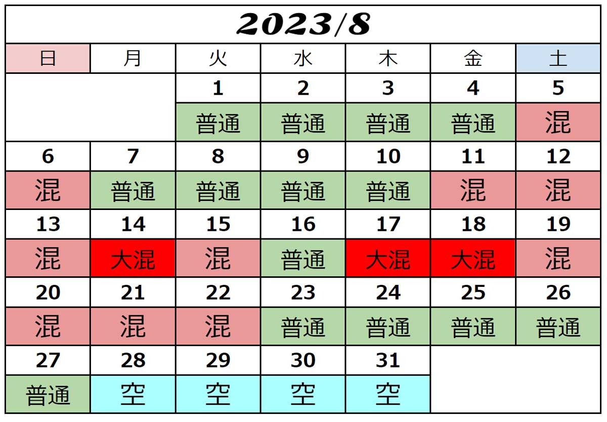 2023年8月USJ混雑予想