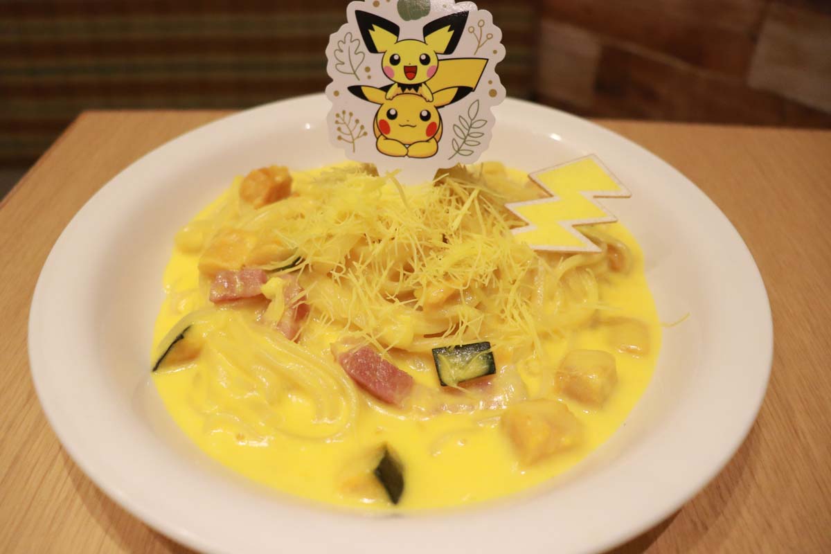 ピカチュウとピチューのかぼちゃづくしクリームパスタ