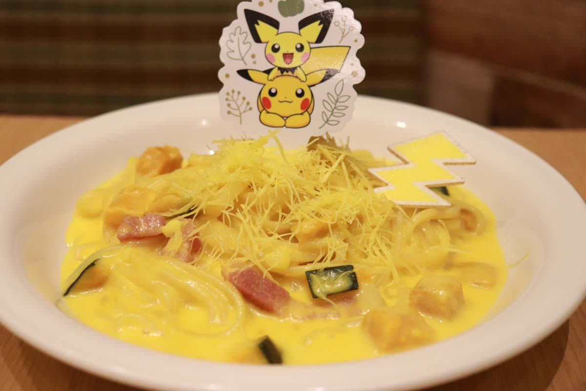 ピカチュウとピチューのかぼちゃづくしクリームパスタ