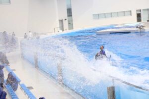 オルカ 背ヒレで水を飛ばす
