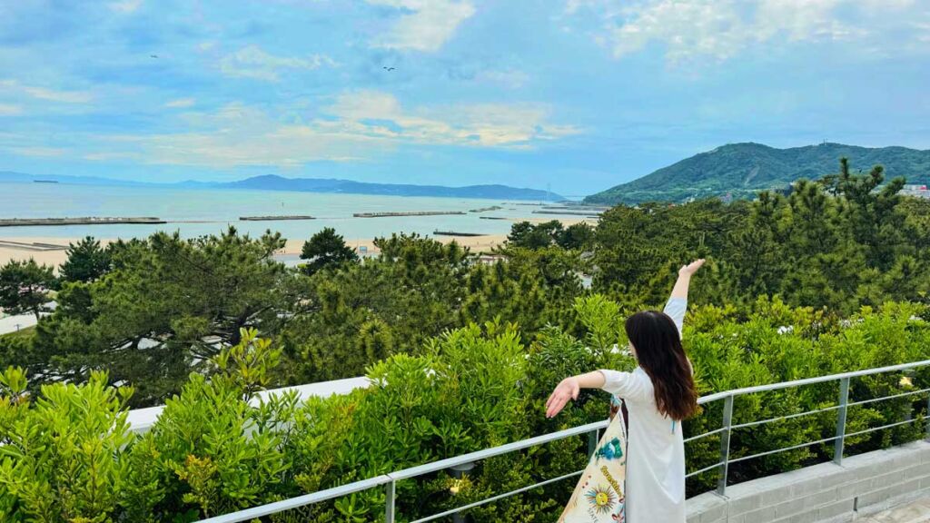 明石海峡大橋、須磨海岸の風景