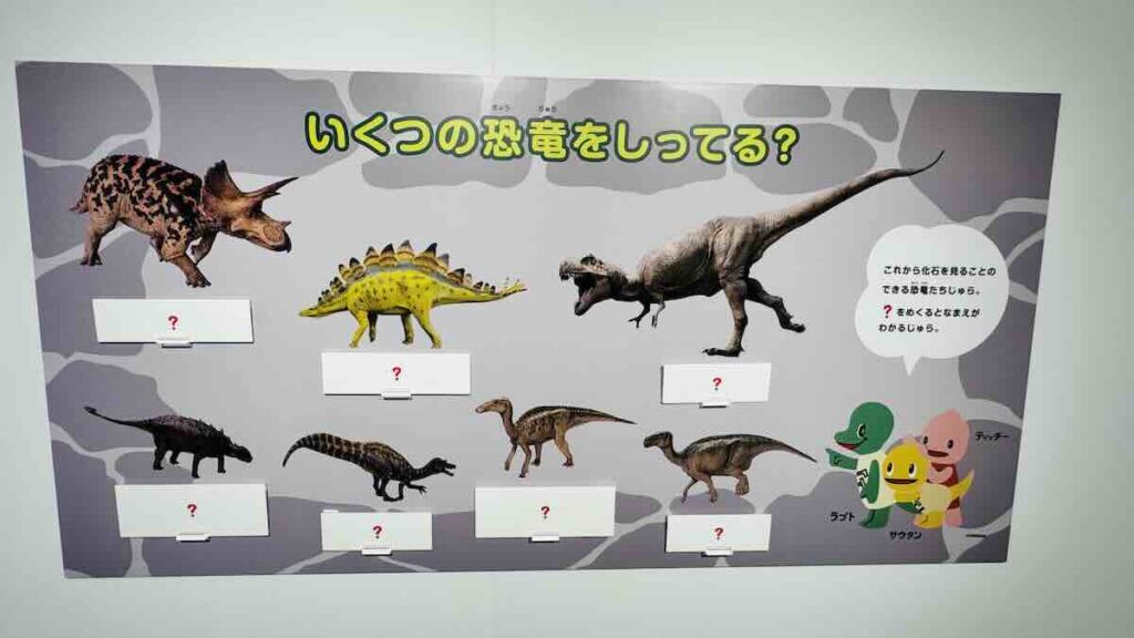 恐竜の名前を当てるクイズパネル