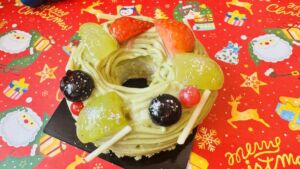 クリスマス・リースケーキ ~ピスタチオクリームのモンブラン仕立て~