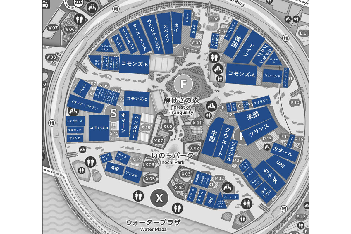 大阪・関西万博　海外パビリオン地図・場所