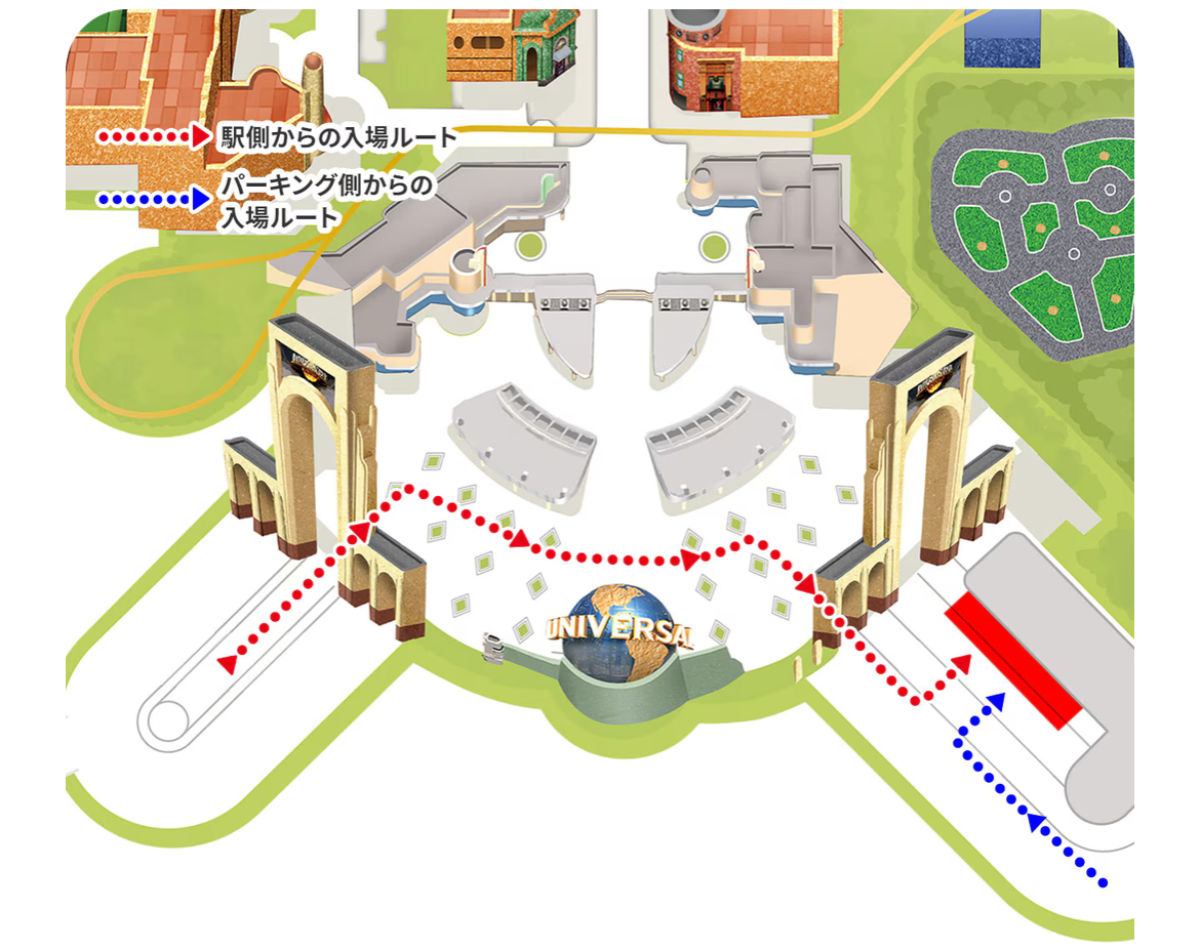 USJ入場する場所の地図