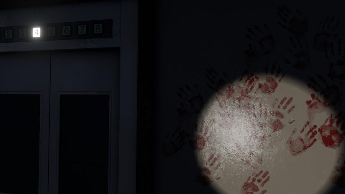 廊下の壁に手の跡が