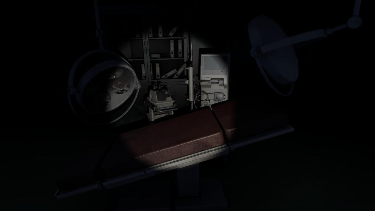 手を向けて手術室を照らす