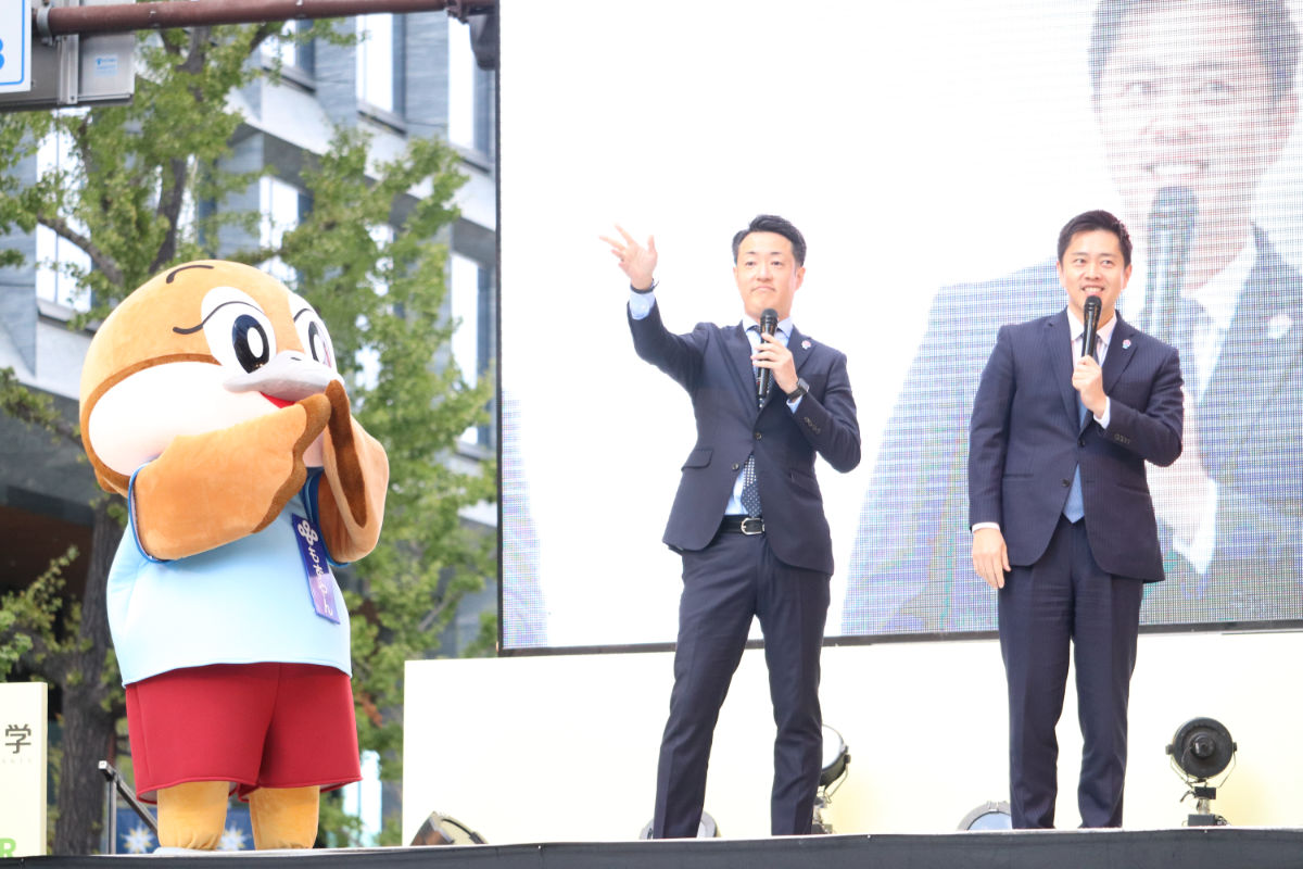 吉村大阪府知事、横山大阪市長、もずやん