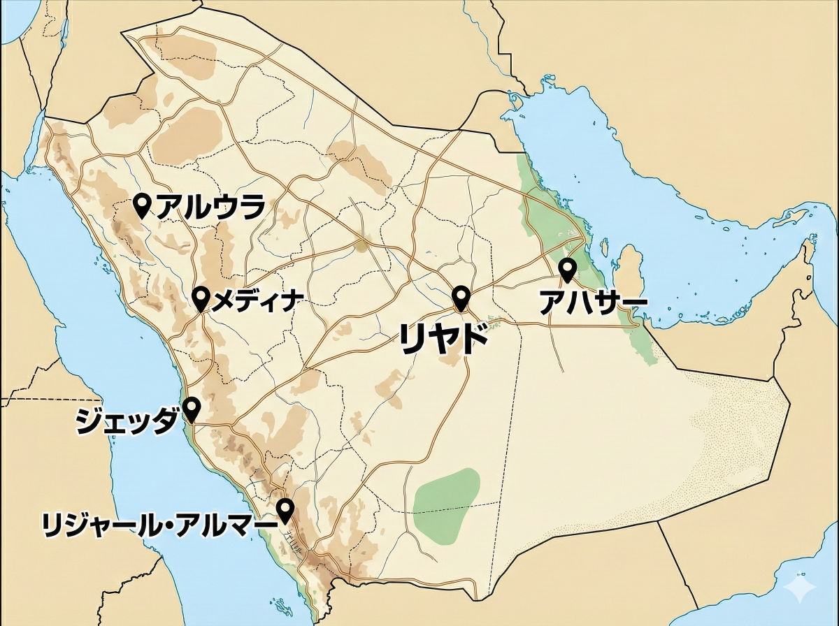 サウジアラビア 観光地図