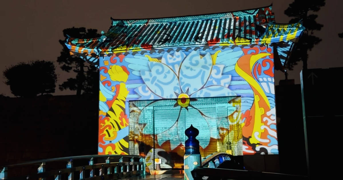 桜と光のプロジェクションマッピング