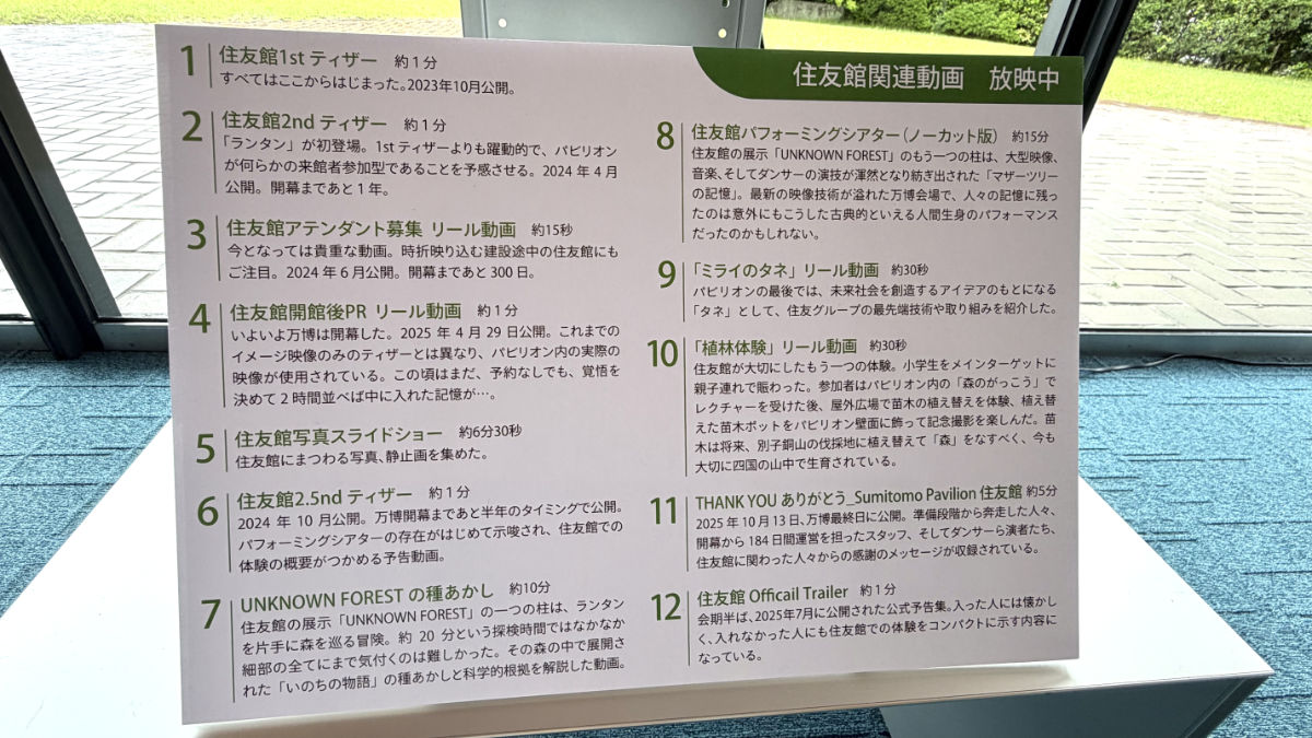住友館　映像展示内容