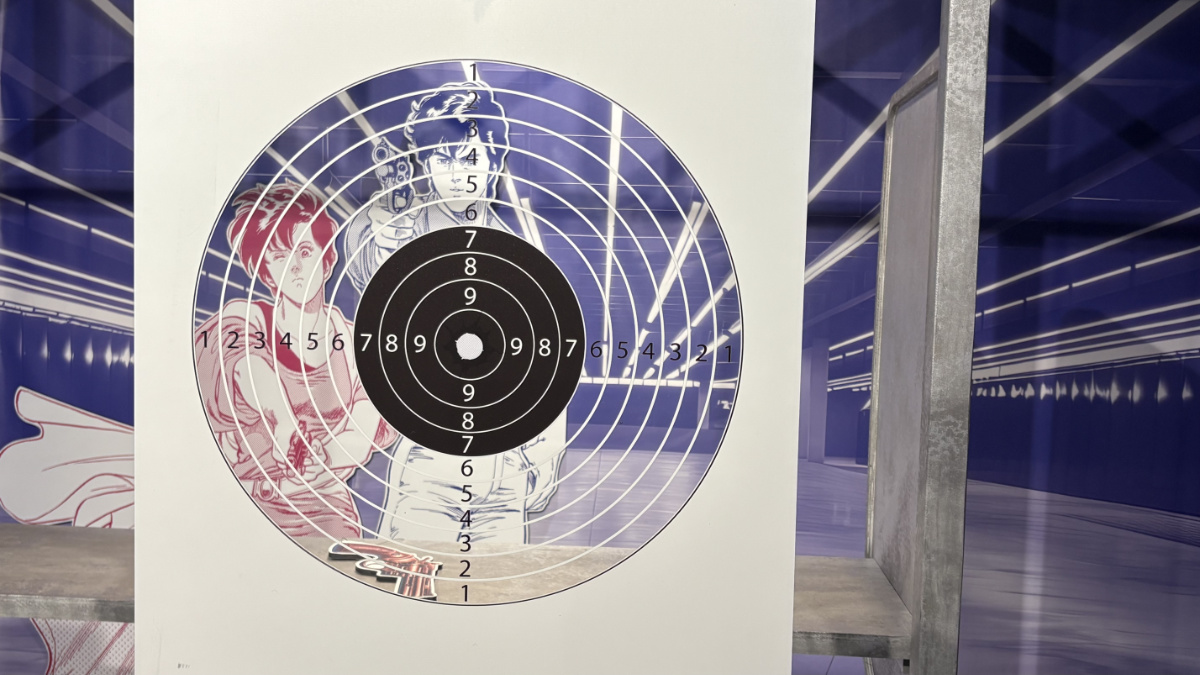 シティーハンター大原画展の地下射撃場に設置されたターゲット