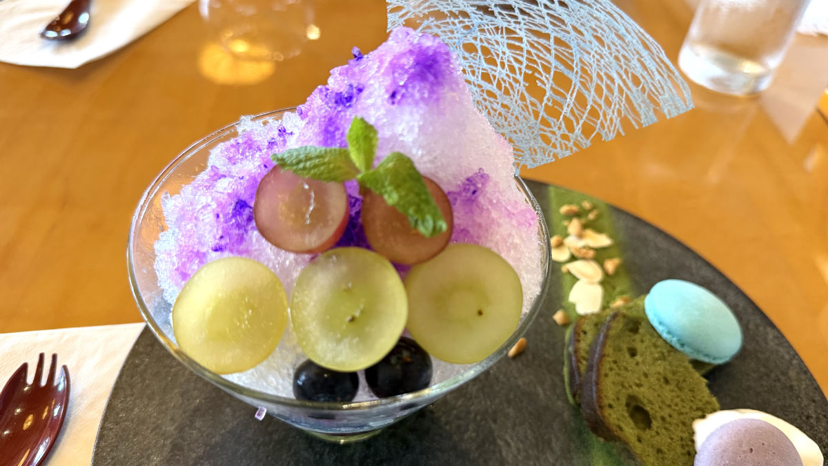 紫陽花〜葡萄と柚子の和氷菓 焼き菓子添え〜