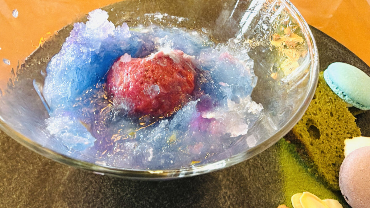 紫陽花〜葡萄と柚子の和氷菓 焼き菓子添え〜