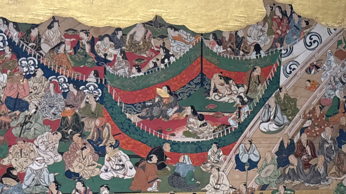 高位人士拉起布幕休憩的情景