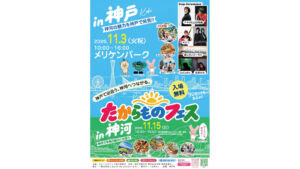 たからものフェス2026の告知チラシ。神戸会場は11月3日、メリケンパークで10時から16時まで入場無料